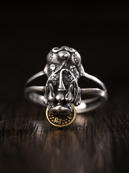 Chinese Pixiu traditional money lucky ring