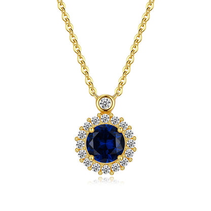 18K Golden Plated 925 Sterling silver Birthstone Pendant Necklaces, Anniversary birthday Jewelry gift for Wife Mom Daughter 16＂+ 2＂