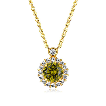 18K Golden Plated 925 Sterling silver Birthstone Pendant Necklaces, Anniversary birthday Jewelry gift for Wife Mom Daughter 16＂+ 2＂