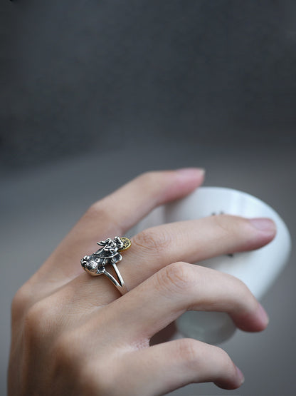 Chinese Pixiu traditional money lucky ring