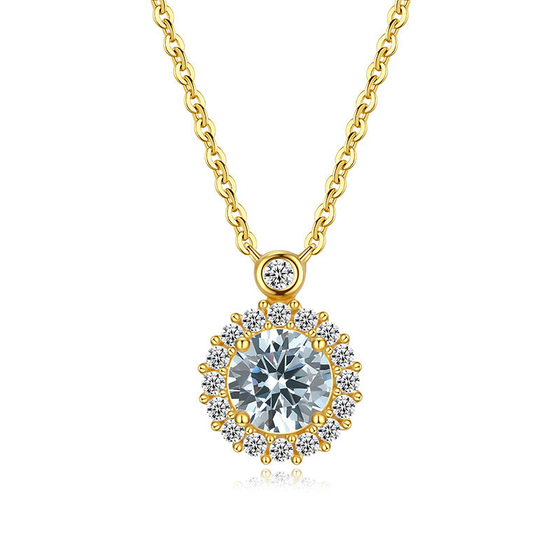 18K Golden Plated 925 Sterling silver Birthstone Pendant Necklaces, Anniversary birthday Jewelry gift for Wife Mom Daughter 16＂+ 2＂