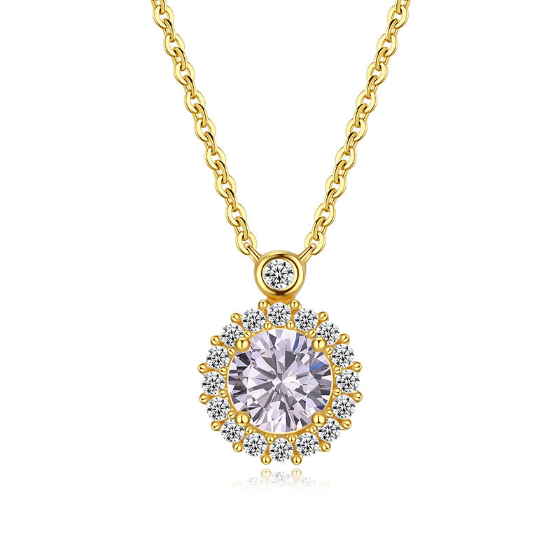 18K Golden Plated 925 Sterling silver Birthstone Pendant Necklaces, Anniversary birthday Jewelry gift for Wife Mom Daughter 16＂+ 2＂