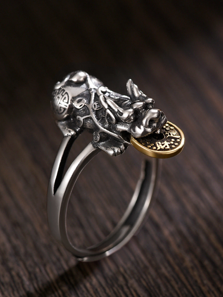Chinese Pixiu traditional money lucky ring