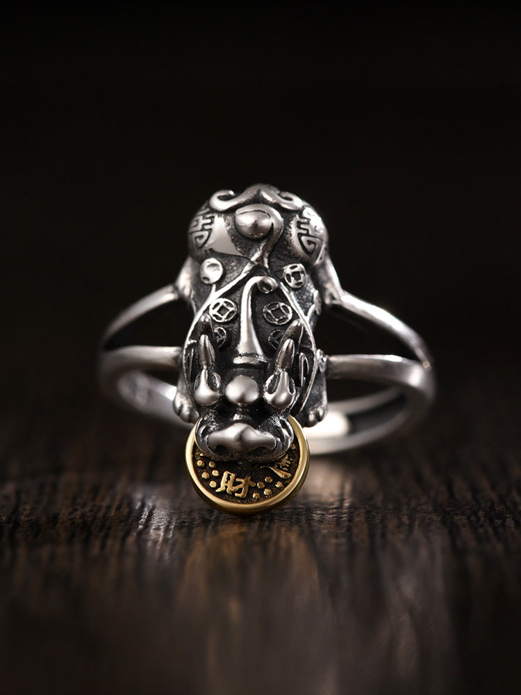 Chinese Pixiu traditional money lucky ring