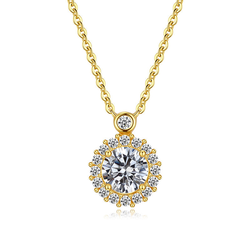 18K Golden Plated 925 Sterling silver Birthstone Pendant Necklaces, Anniversary birthday Jewelry gift for Wife Mom Daughter 16＂+ 2＂