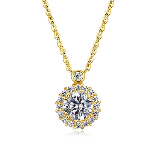 18K Golden Plated 925 Sterling silver Birthstone Pendant Necklaces, Anniversary birthday Jewelry gift for Wife Mom Daughter 16＂+ 2＂