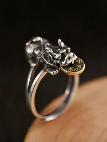 Chinese Pixiu traditional money lucky ring
